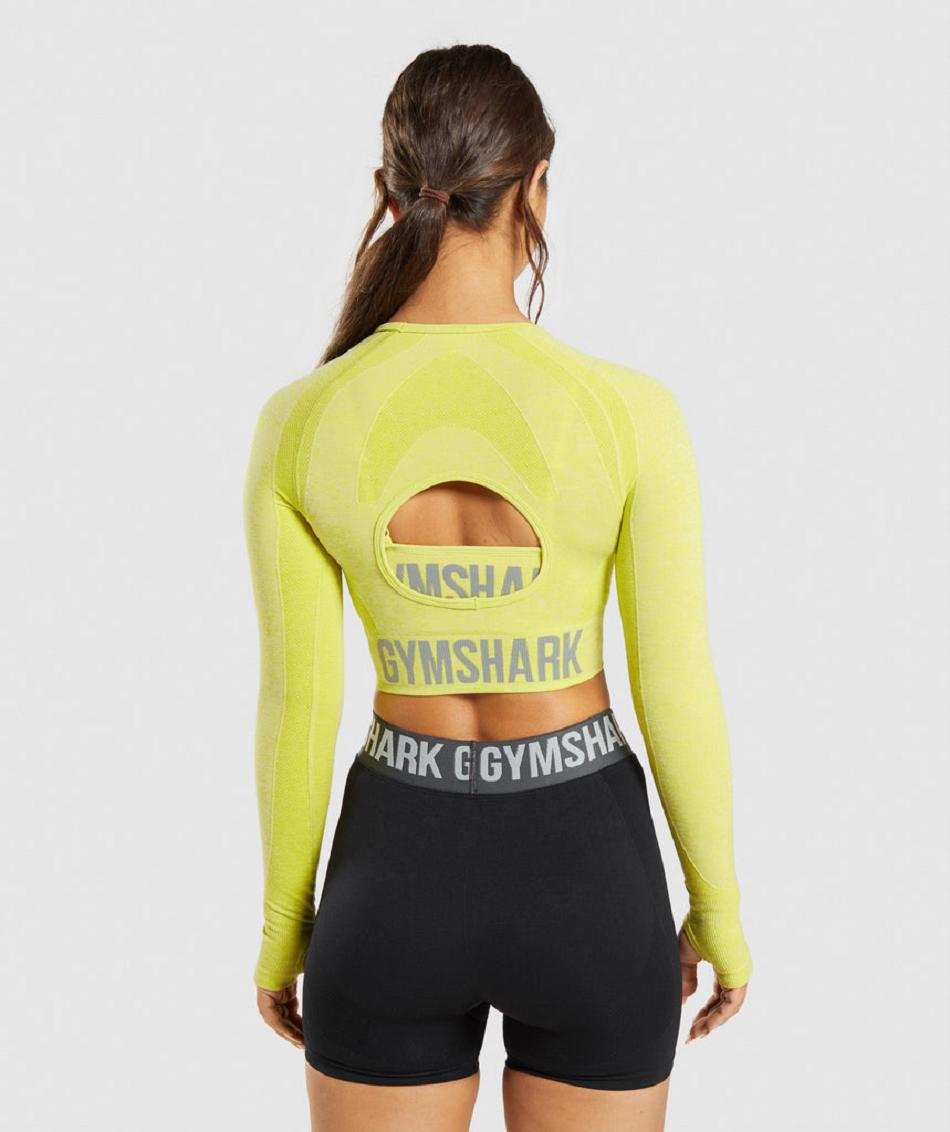 Corp Tops Gymshark Flex Sports Long Sleeve Mujer Amarillo | CO 2582VRW